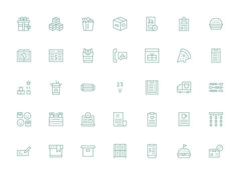 Order Set with 35 Light Line Icons Flexible Icon System for Web Interfaces vector