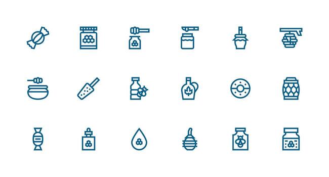18 Icons for Sweetener in Strong Stroke Line Format Interface Icon Collection vector