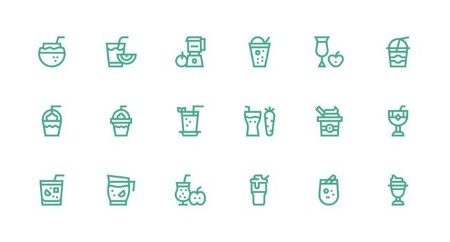 18 Strong Stroke Line Vectors for Smoothie Theme Customizable Icon Series for Mobile Screens