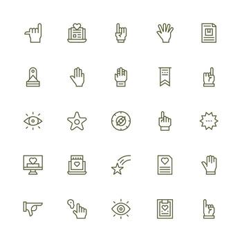 Medium Stroke Outline Style Highlight Icons with 25 Vectors Style Icon Set