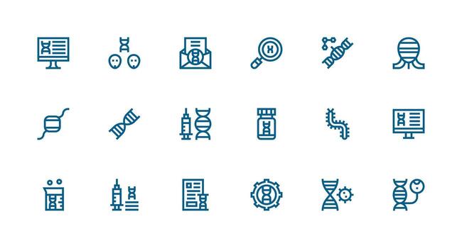 Genetic Icon Set with 18 Strong Stroke Line Graphics Icon Set for Projects vector