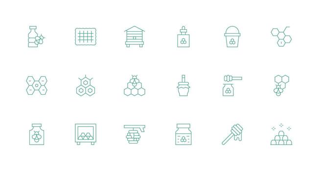 Honeycomb Visual Pack containing 18 Minimal Line Icons Icon Set for Projects vector
