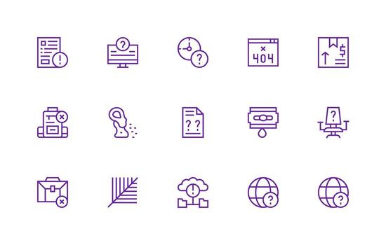 15 Regular Line Icons for Missing Graphics Simple Icons for Interface and Wireframes vector