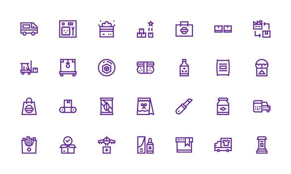 28 Icons for Package in Bold Line Format Customizable Icon Series for Mobile Screens vector