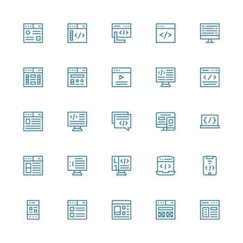Medium Stroke Outline Icons from Html Set with 25 Vectors Modern Line and Glyph Icon Series