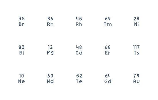 15 Regular Line Style Icons from Atomic Number Collection Digital Icon Collection vector