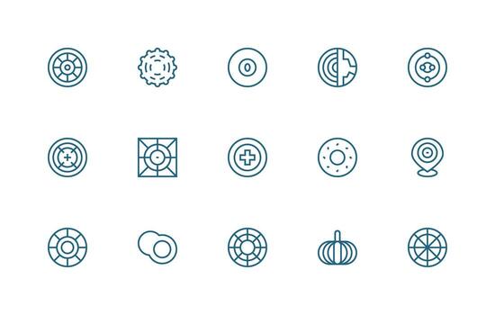 15 Icons for Concentric in Regular Line Format Complete Icon Set for Mobile Apps vector