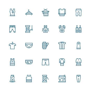 25 Icons for Garment in Medium Stroke Outline Format Reusable Icon Set vector