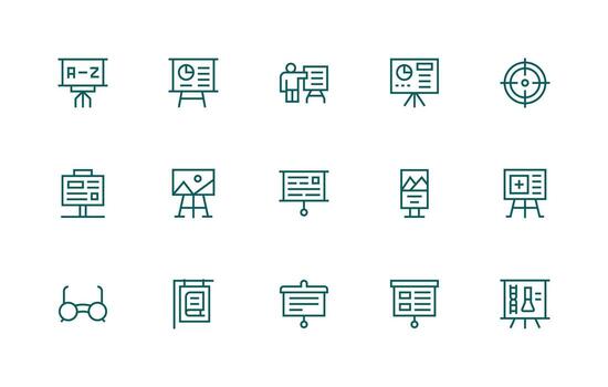 Visual Aid Icon Collection with 15 Regular Line Designs Sharp Icons for Presentations vector