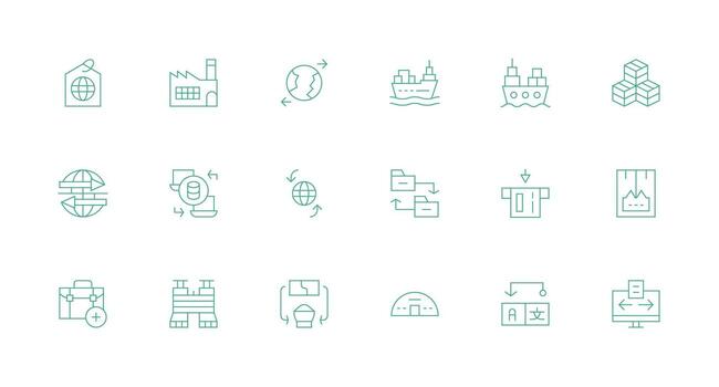 18 Minimal Line Vectors for Import Theme Responsive Icon Set for Flexible Layouts