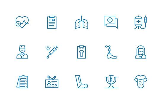 Patient Visual Pack containing 15 Regular Line Icons Clear and Concise Icon Set Collection vector
