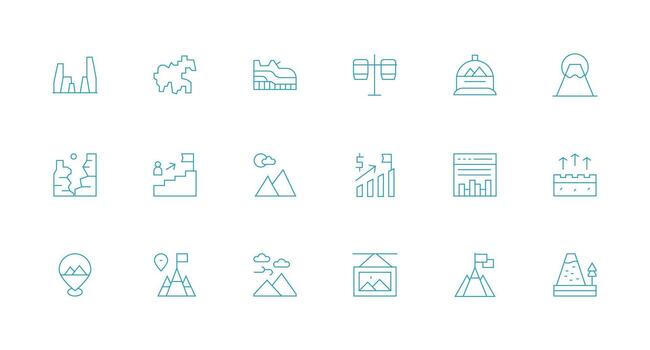 18 Minimal Line Style Icons from Peak Collection User Interface Icons for Digital Products vector