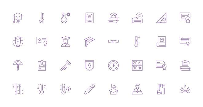 32 Thin Line Icons for Degree Graphics Pixel Perfect Icon Set vector