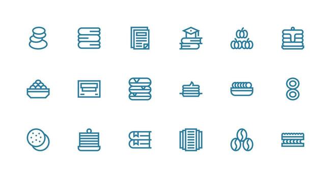 Stack Visual Pack containing 18 Strong Stroke Line Icons Reusable Icon Set vector