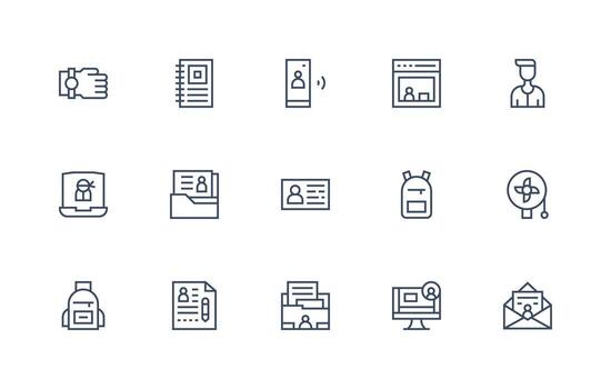 15 Regular Line Icons for Personal Graphics Organized Icon Pack for Quick Access vector