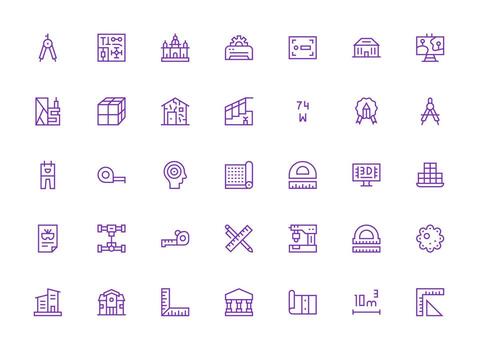 Plano icono colección con 35 regular limpiar línea diseños interfaz íconos para diario utilizar vector