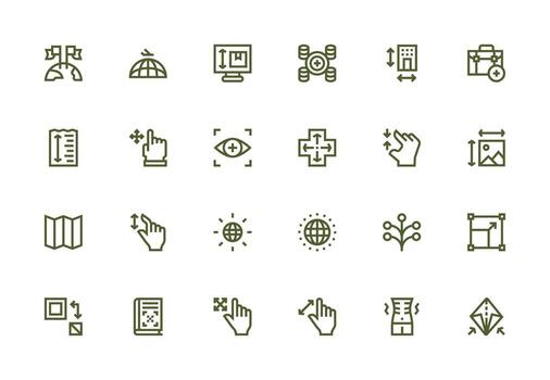 Expand Visual Pack containing 24 Thick Line Line Icons High-Resolution Icons for Any Platform vector