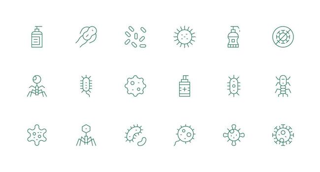 18 Minimal Line Icons for Germ Graphics Flat Icon Set vector