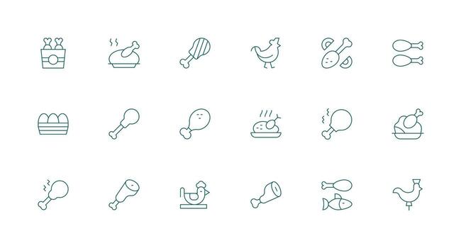Minimal Line Style Chicken Icons with 18 Vectors Editable Icon Collection