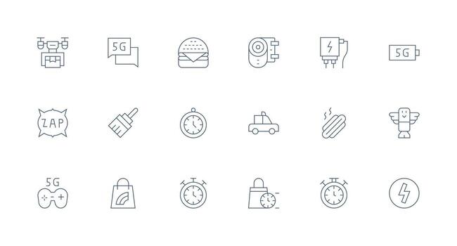 Minimal Line Style Fast Icons with 18 Vectors Design Ready Icon Set for Teams