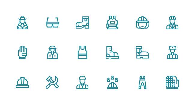 18 Icons for Labor in Strong Stroke Line Format Web Icon Collection vector
