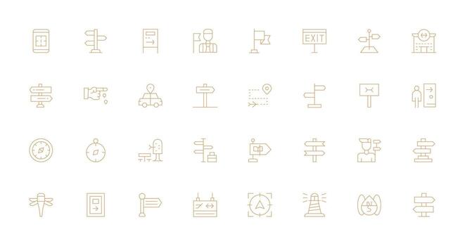 Wayfinding Icon Set with 32 Thin Line Graphics Flat Icon Set vector