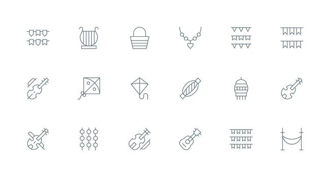 String featuring 18 Icons in Minimal Line Design Universal Icon Pack vector