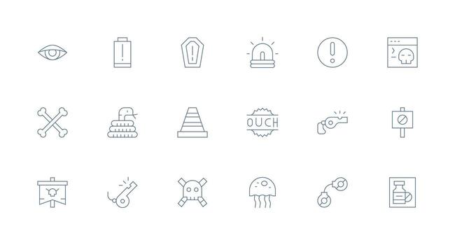 Caution Design Icons featuring 18 in Minimal Line Style Detailed Icon Collection for Design Systems vector