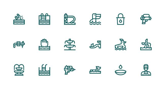 Splash Design Icons featuring 18 in Strong Stroke Line Style User Interface Icons for Digital Products vector