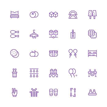 Two Set with 25 Medium Stroke Outline Icons Interface Icon Collection for Daily Projects vector