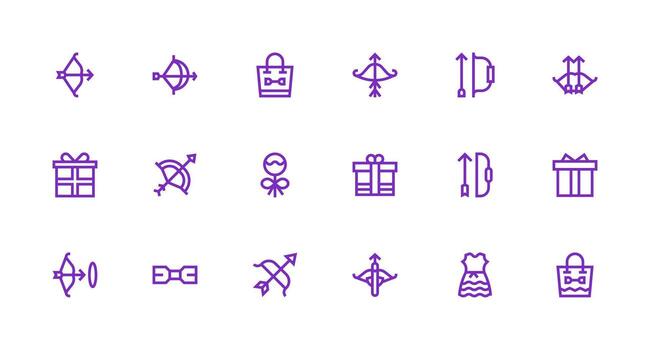 Bow Icon Collection with 18 Strong Stroke Line Designs Scalable Icons for Cross-Platform Interfaces vector