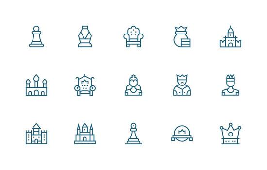 Royal featuring 15 Icons in Regular Line Design UI-Ready Icon Collection vector