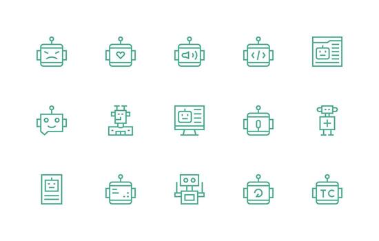 robot visual paquete conteniendo 15 regular línea íconos ligero icono serie vector