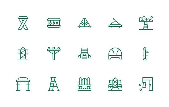 apoyo estructura icono conjunto con 15 regular línea gráficos funcional icono serie vector