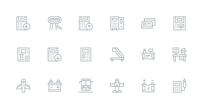 Terminal including 18 Minimal Line Illustrations Quick Access Icons for UI Development vector