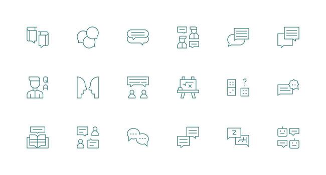 18 Minimal Line Icons for Answer Graphics Light Icon Series vector