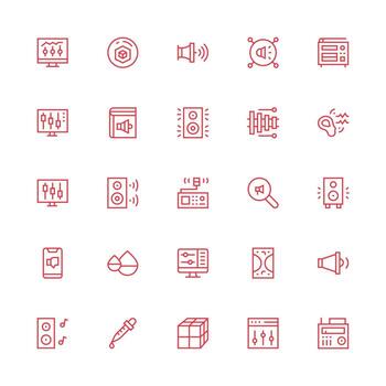 25 Icons for Volume in Medium Stroke Outline Format Editable Icon Collection vector