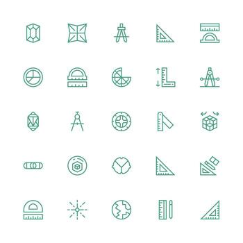 25 medio carrera contorno vectores para geometría tema agudo íconos para presentaciones