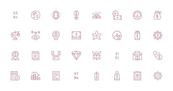 Value Set with 32 Thin Line Icons Complete Icon Bundle for Web Design vector