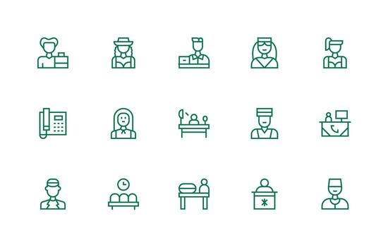 15 Regular Line Vectors for Receptionist Theme UI Icon Set
