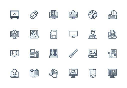 24 Thick Line Line Designs for Computer Icons Icon Set for Projects vector