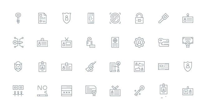 32 Icons for Authorization in Thin Line Format Complete Icon Bundle for Web Design vector