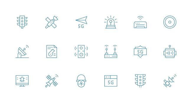 señal visual paquete conteniendo 18 mínimo línea íconos mínimo icono conjunto para interfaz proyectos vector