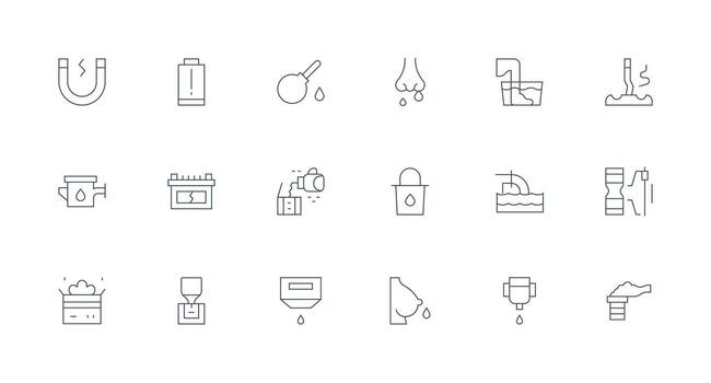 18 Discharge Icons in Minimal Line Aesthetic Flexible Icon System for Web Interfaces vector