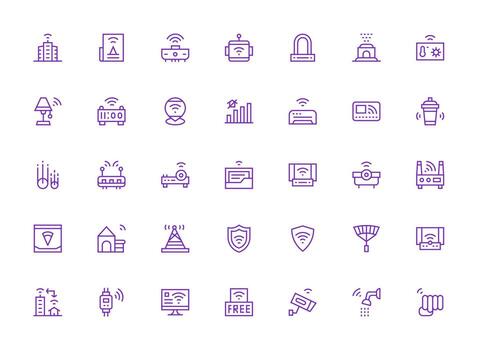 Wifi Icon Collection with 35 Regular Clean Line Designs Sharp Icons for Presentations vector