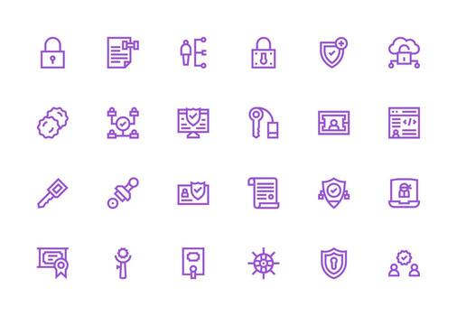 24 Icons for Authentication in Thick Line Line Format Multi-Style Icons for Creative Projects vector