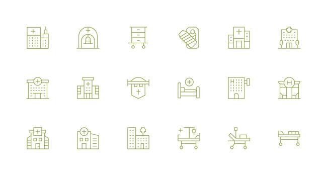Ward Icon Set with 18 Minimal Line Graphics Basic Icon Series vector