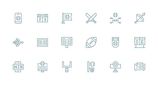 Scoreboard Design Icons featuring 18 in Minimal Line Style Professional Icon Pack for Development Work vector