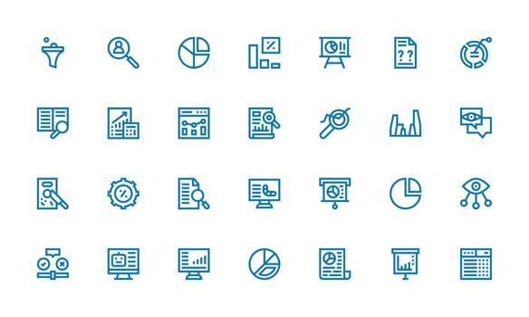 datos análisis presentando 28 íconos en negrita línea diseño bien estructurado íconos para creativo utilizar vector