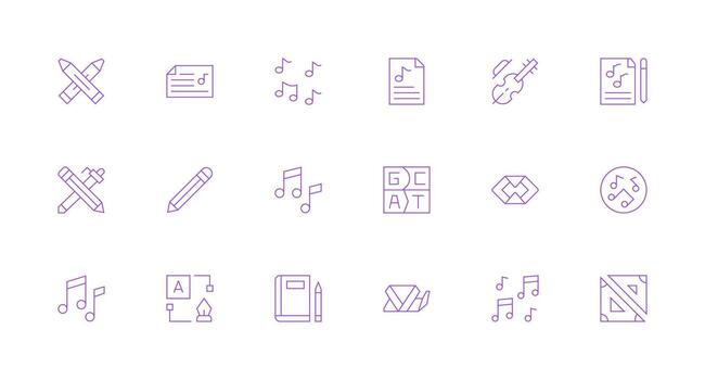 Composition Icon Set with 18 Minimal Line Graphics UI-Ready Icon Collection vector